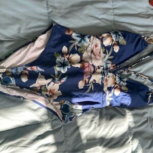 Cupshe Blue Floral one Piece Suit Size Medium